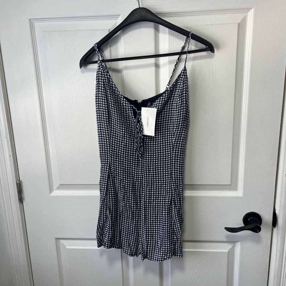 NWT Dress Forum Los Angeles Romper Size M Blue/white Plaid